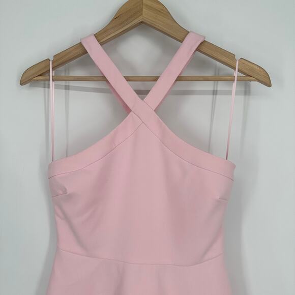 LIKELY Fit and Flare Dress Halter Neck Sleeveless Mini Skater Light Pink - Picture 5 of 10